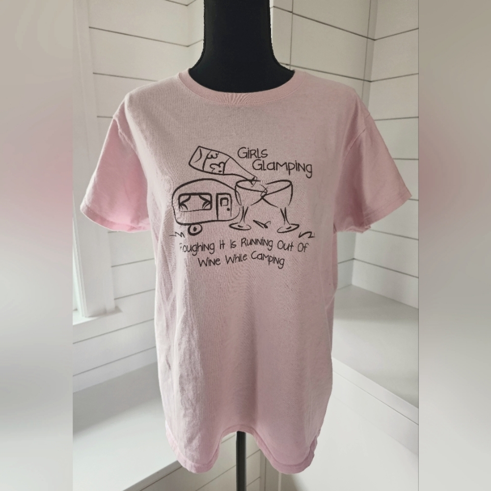 Girls Glamping Pink T-Shirt